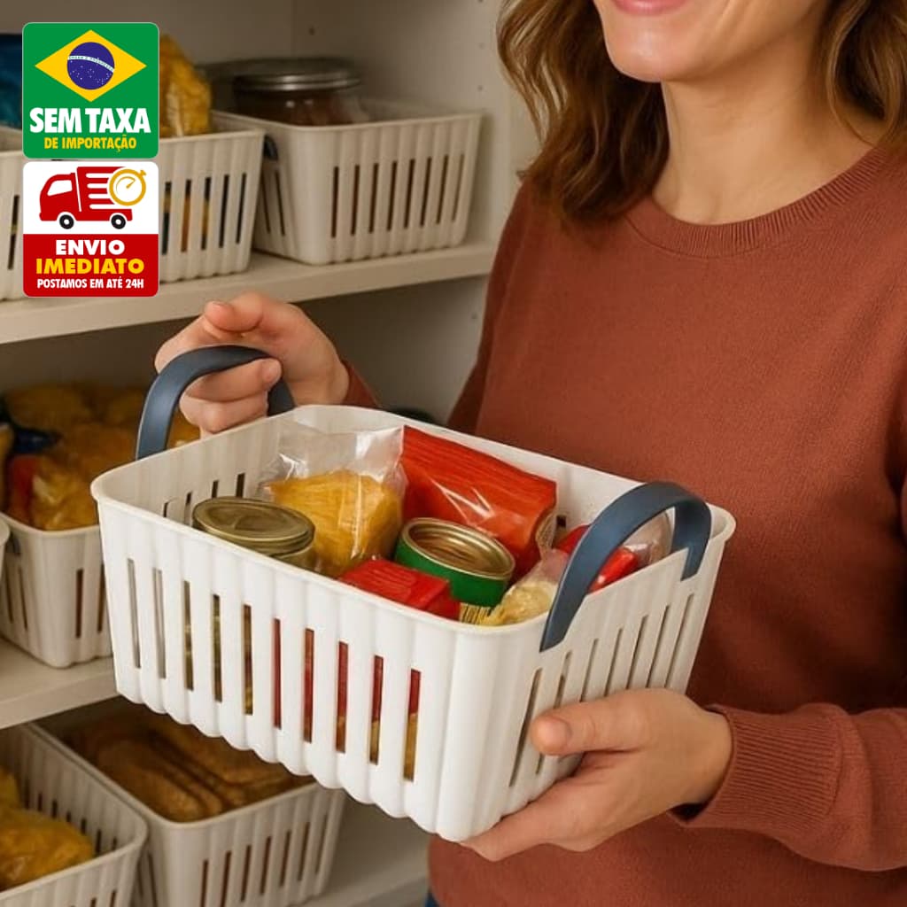 Cesto Organizador Plástico PP com Alça P M G ou Kit 3 Casa Banheiro Escritório