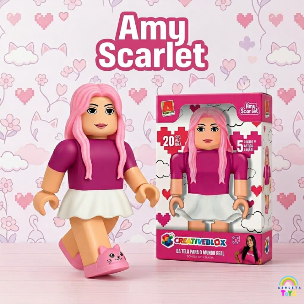 Boneca Amy Scarlet 20 cm Articulada Creativeblox Original Algazarra