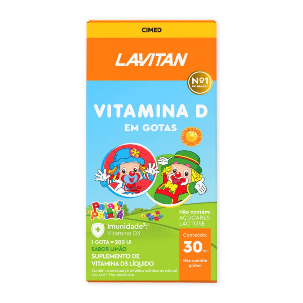 Lavitan Patati Patatá Cimed C/ 30ml Infantil Vitamina D Sabor Original Limão