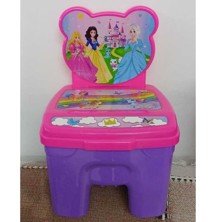 Cadeirinha Infantil Plástico Princesas/ Dinossauro Tampa Abre Fecha GGB ref.262F e ref.262D