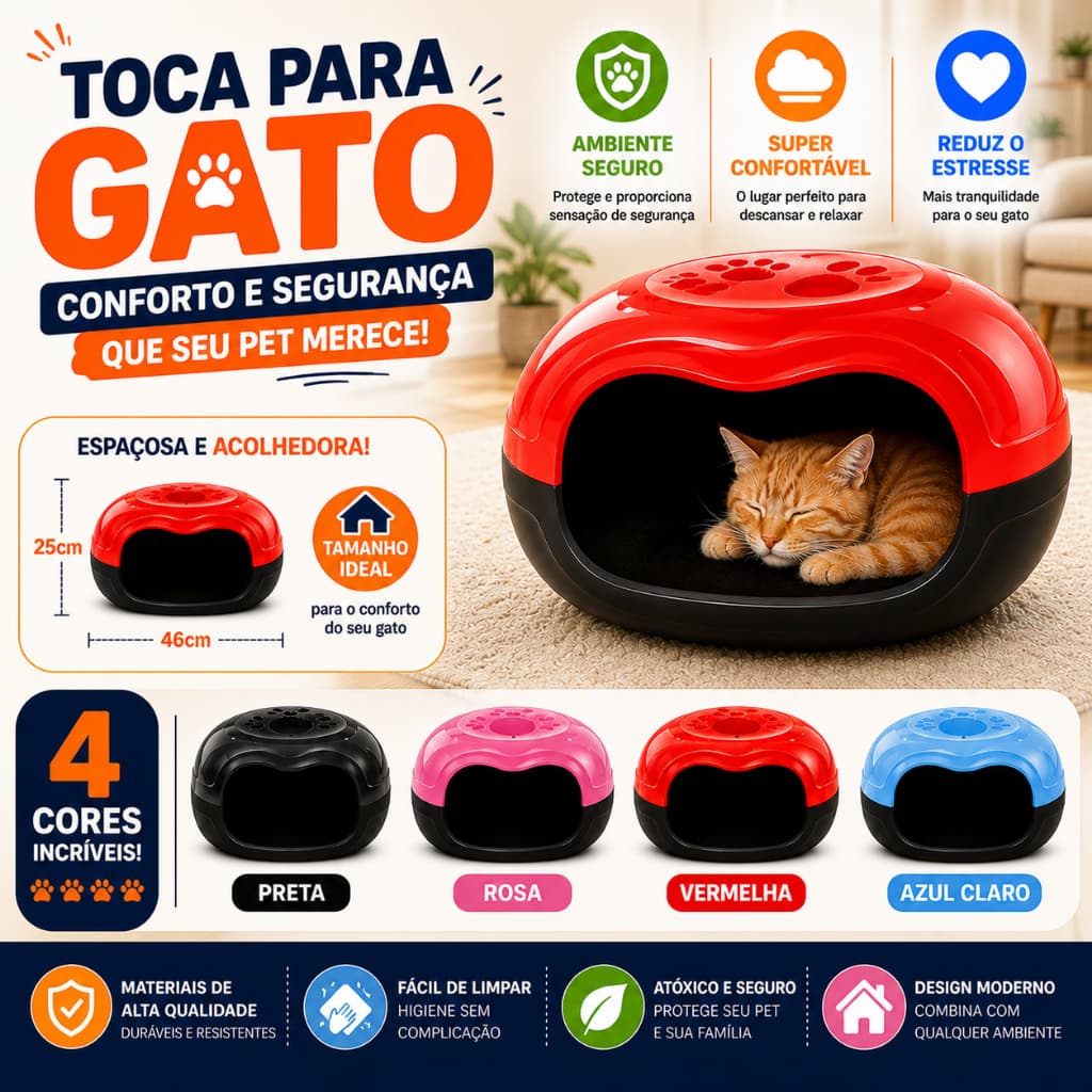 Toca Casinha Gato Mec Pet Esconderijo Casa