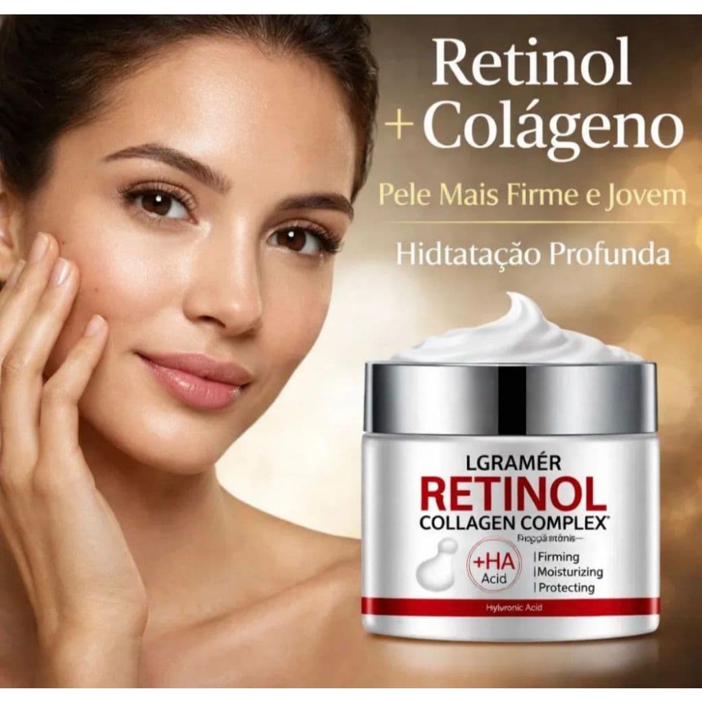 Creme Anti-Idade LGRAMER Retinol + Colágeno + Ácido Hialurônico 60g – Importado Original LGramer Creme Rejuvenescedor