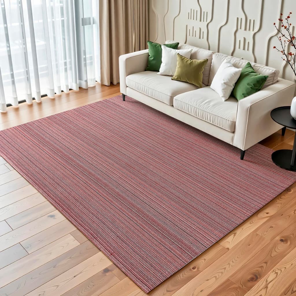 Tapete Sala 100% Algodão 1,40 x 2,00m Verde Vermelho Antiderrapante Decorativo Colorido
