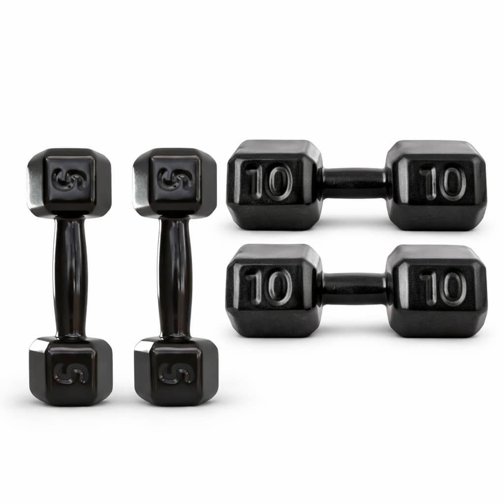 KIT 2 PARES HALTER 5KG E 10KG SEXTAVADO EMBORRACHADO PESO ACADEMIA MUSCULACAO TREINO FORCA COMPLETO PROFISSIONAL