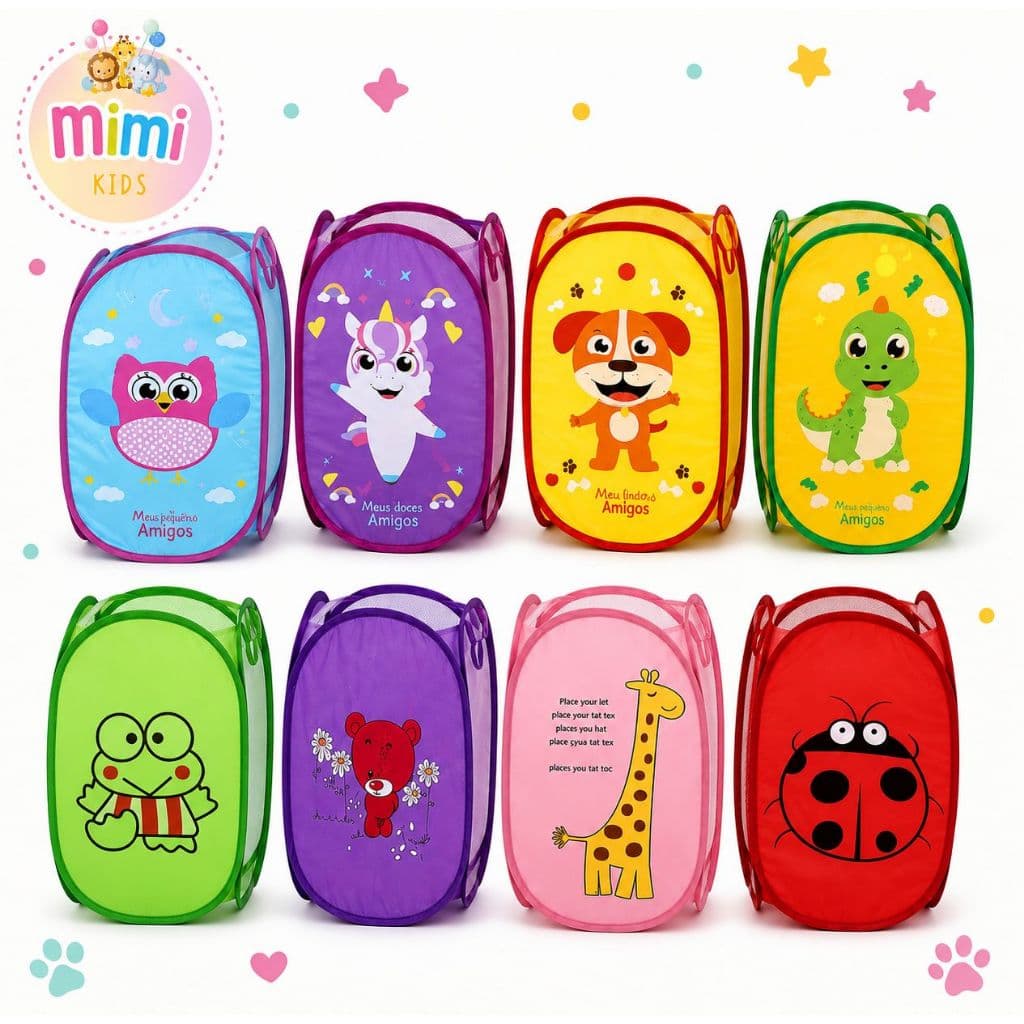 Cesto Organizador Brinquedos Roupas Infantil Dobrável Menino e Menina