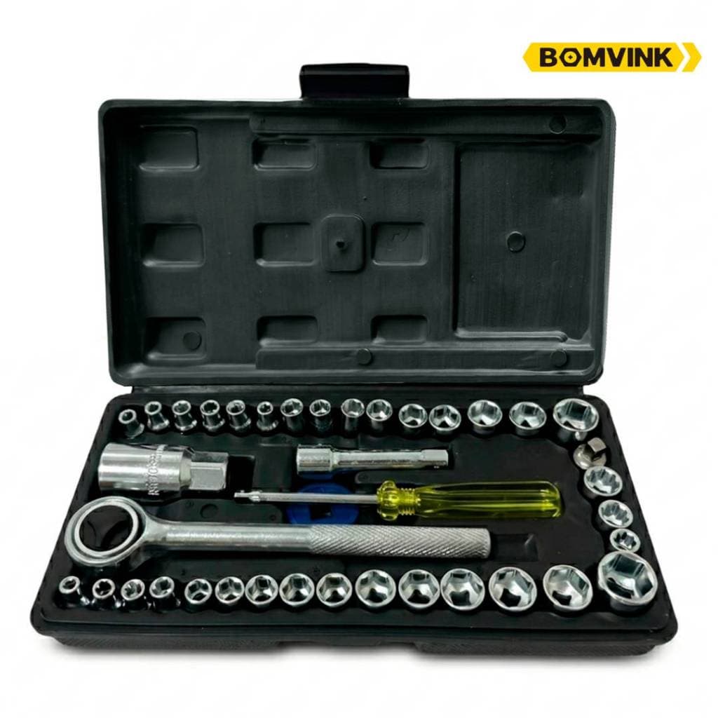 Kit Chaves Jogo Catraca Reversível Soquetes 40 Peças Maleta Bom Vink