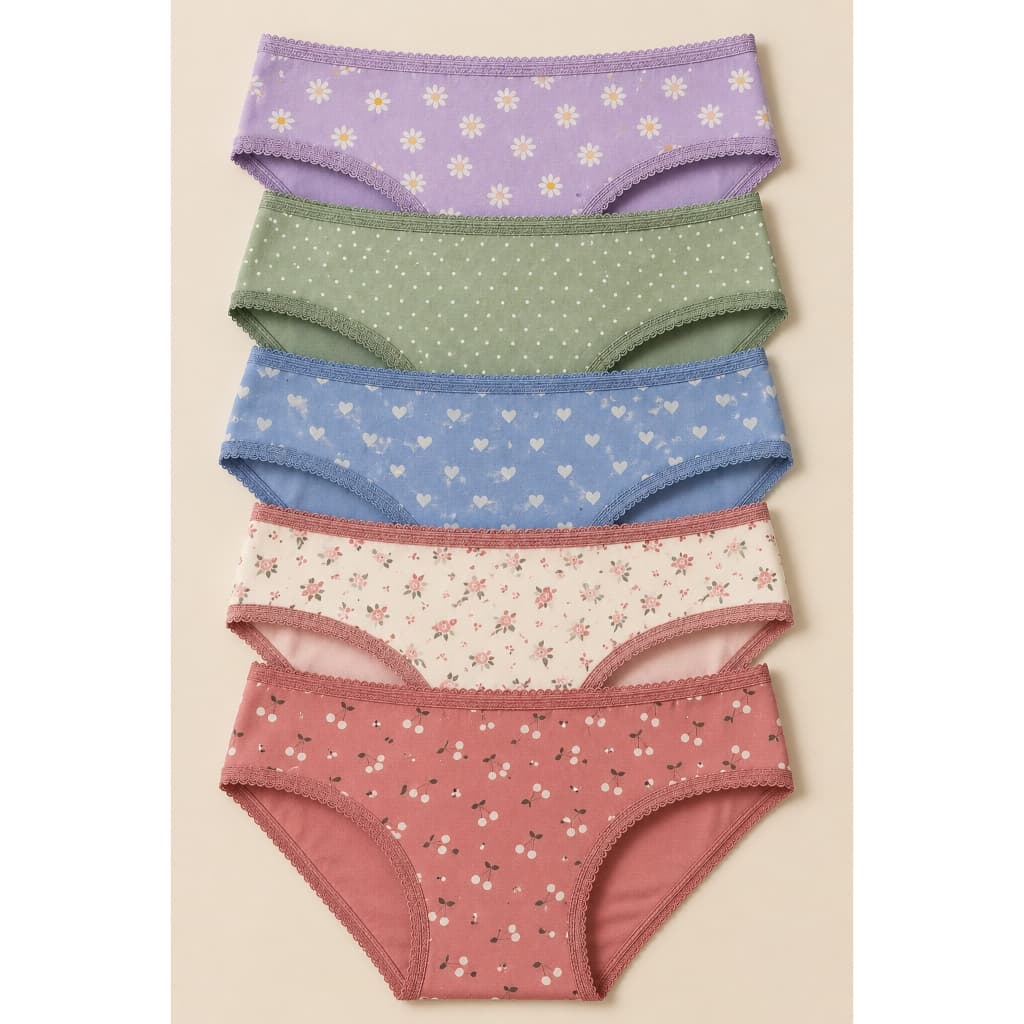 Kit 3,6,9 ou 12 Unidades Calcinhas Algodão Menina Infantil Lateral Larga Tanga Tanguinha Tradicional Tapa Fralda Macia