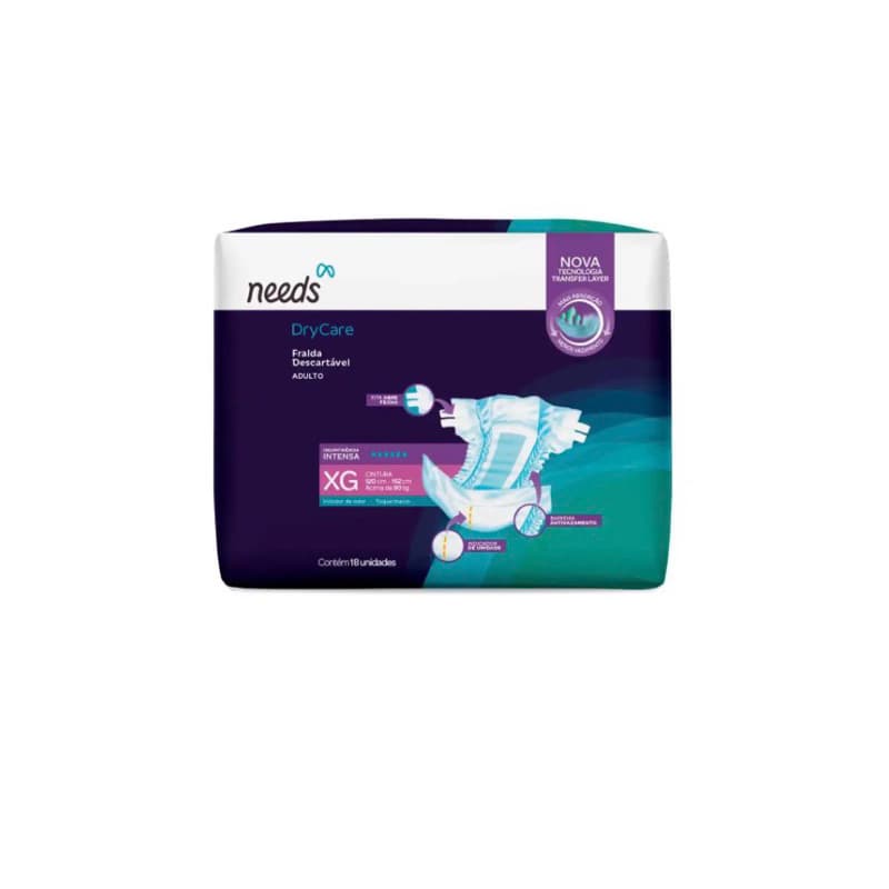Fralda Geriátrica DryCare Descartável Needs XG Intensa 18 unidades