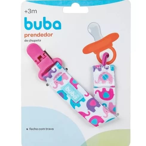 Prendedor de Chupeta Buba Elefantinho Rosa Prendedor de Chupeta Bebe Buba