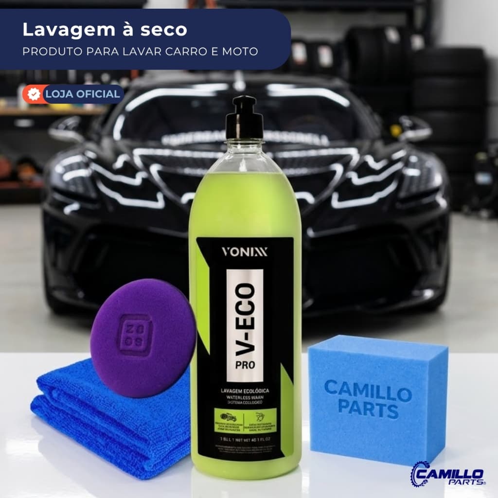 Kit Lavagem Ecológica Automotiva Vonixx V-Eco 1,5L Aplicador Microfibra Limpeza Carro