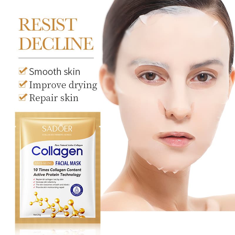 Máscara Facial de Colágeno Anti-Idade SADOER Reafirmante Hidratante 10x Colágeno Reparadora 25g