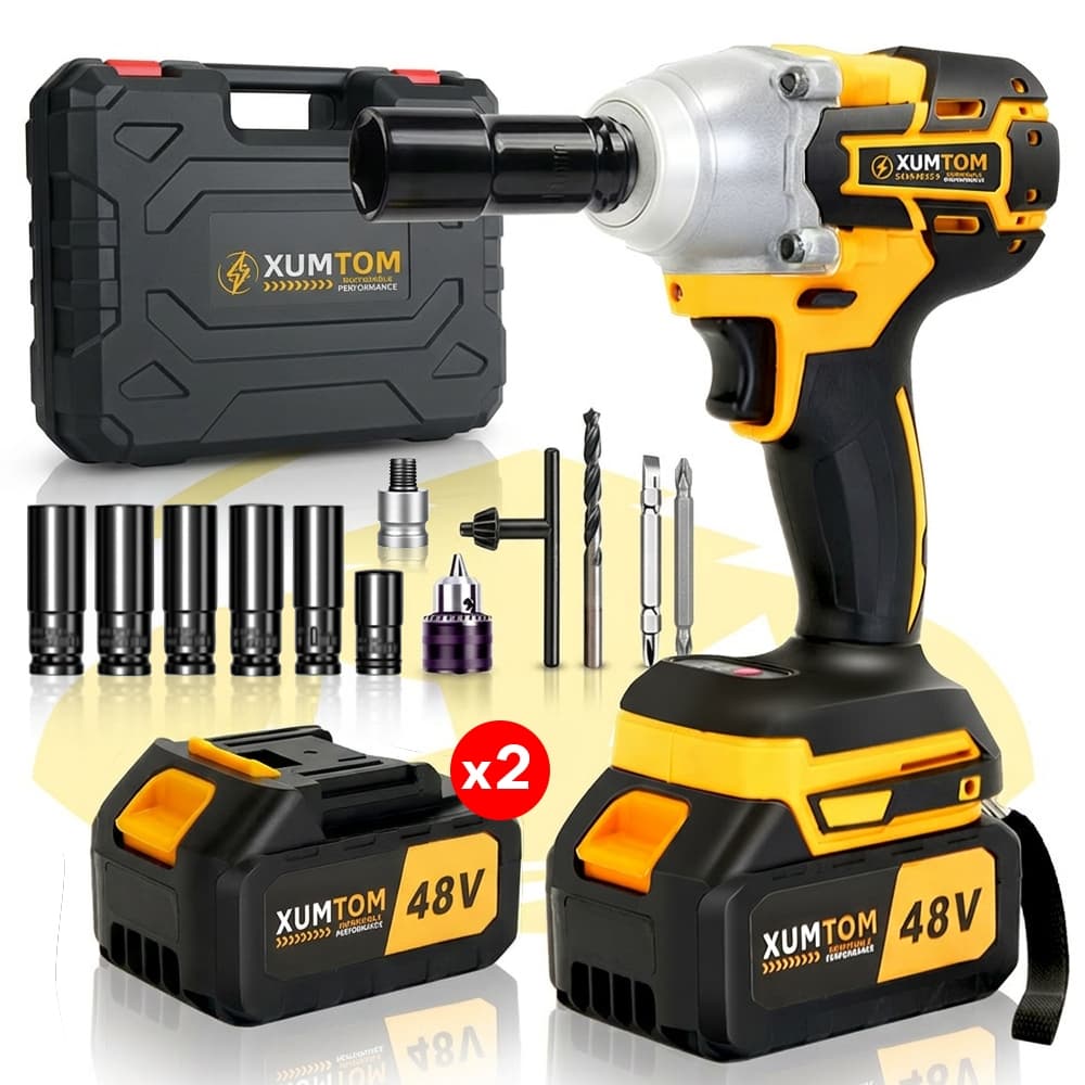 Chave de Impacto 48V Eletrica 450NM Parafusadeira Furadeira  Brushless 48V 2 Baterias kit ferramentas completo