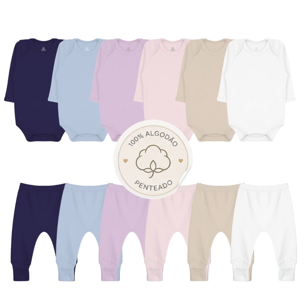 Kit 4 Peças Body Bebê Mijão 100% Algodão Suedine de Qualidade Roupa Bebê Menino Menina