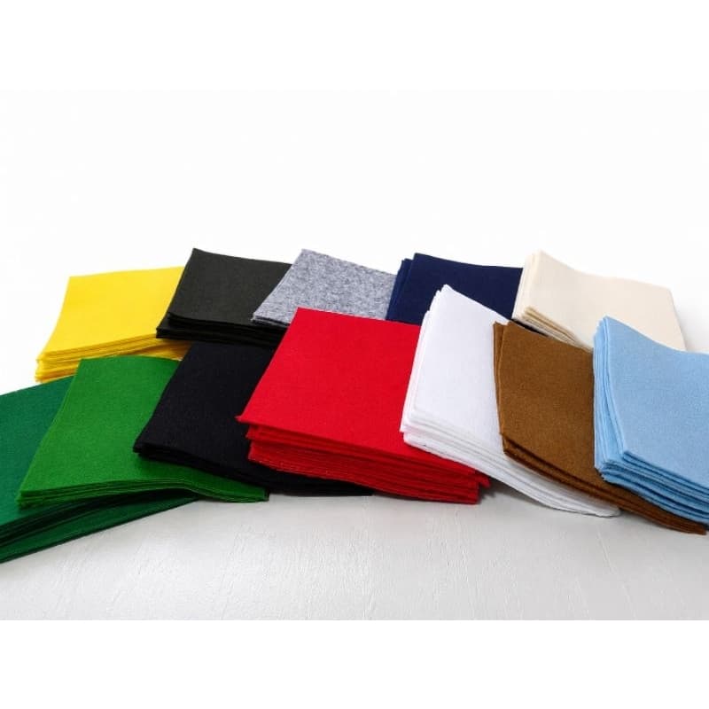 Retalhos de Feltro 10x10 cm – 10 Cores Sortidas para Artesanato, Patchwork e DIY