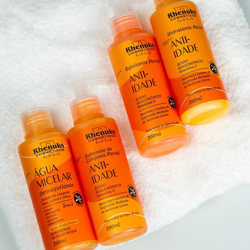 Kit Skincare Anti Idade Completo Ácido Hialurônico Vitamina C 4 Produtos