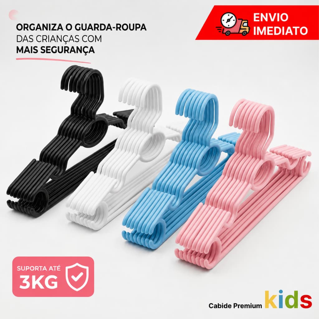 Kit Cabides Infantil Bebê Baby Rosa Azul Branco Preto Plástico  Reforçado - Enxoval Cruzeta Roupa Colorido