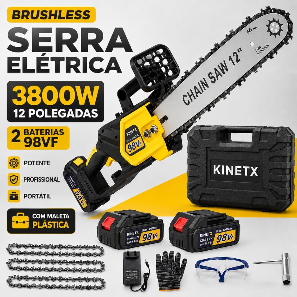 3800W Serra Elétrica Portátil 12 Polegadas Potente Profissional Brushless Com 2 Baterias 98VF