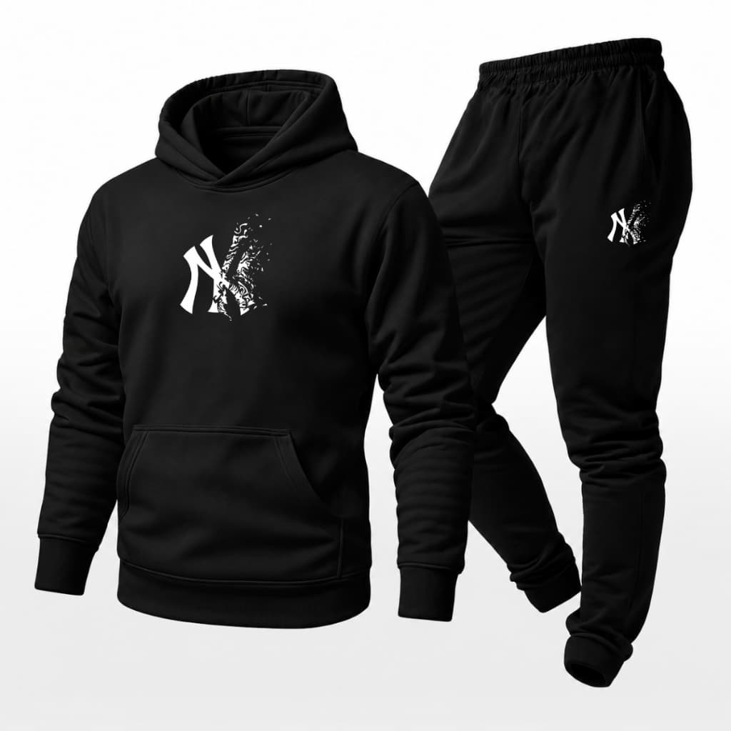 Conjunto Moletom Canguru Masculino Plus Size Blusa de Frio Flanelado Com Capuz e Touca Inverno