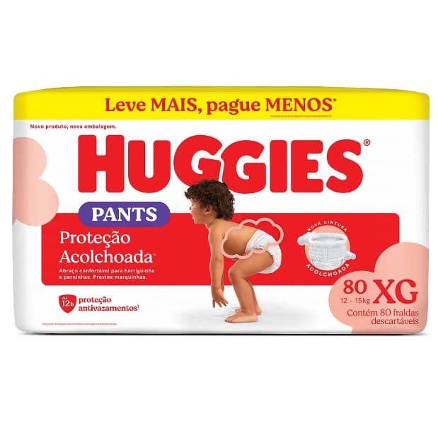 Fralda Pants Roupinha Huggies Proteção Acolchoada XG 80 Unidades