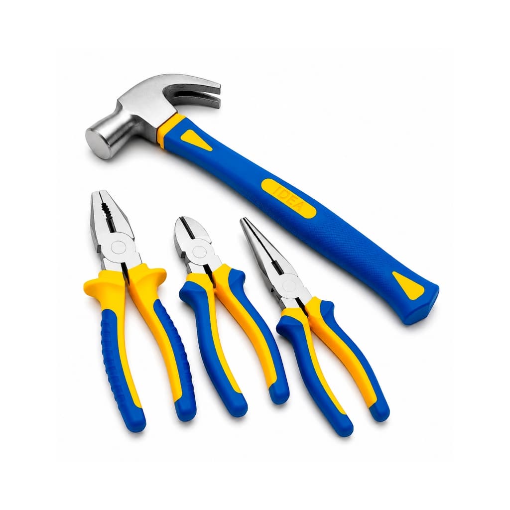 Kit Ferramentas Completo Jogo de Alicates Corte Universal Bico Longo e Martelo 29mm