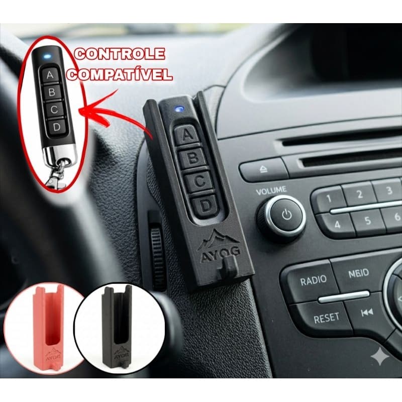 SUPORTE CONTROLE DE PORTÃO UNIVERSAL SLIM / SUPORTE PARA CONTROLE REMOTO DE PORTÃO PARA CARRO, CASA OU COMÉRCIO