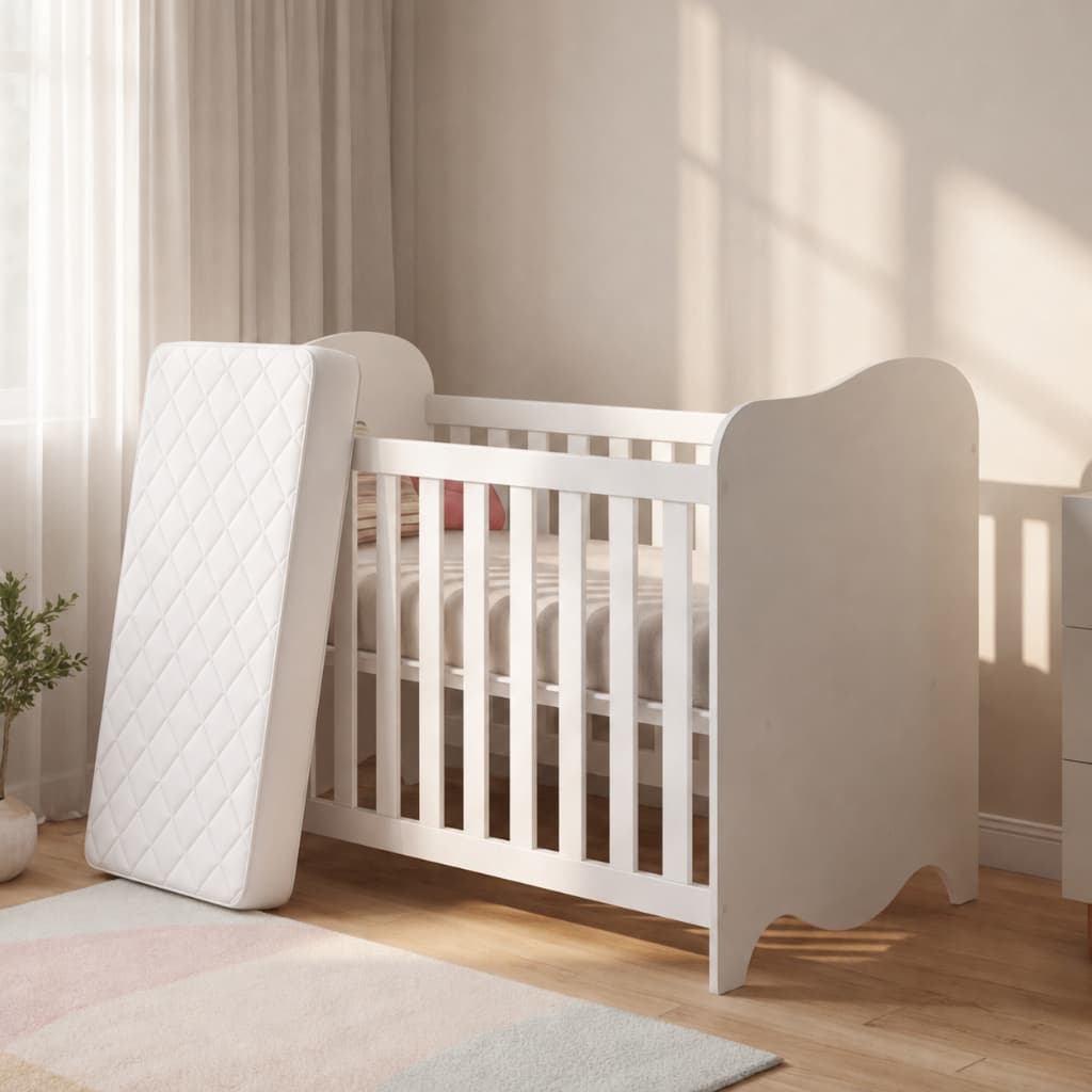 Berço Mini Cama 3 em 1 Moderno Infantil Design Com Colchão e Grade De Proteção Funcional Luxo