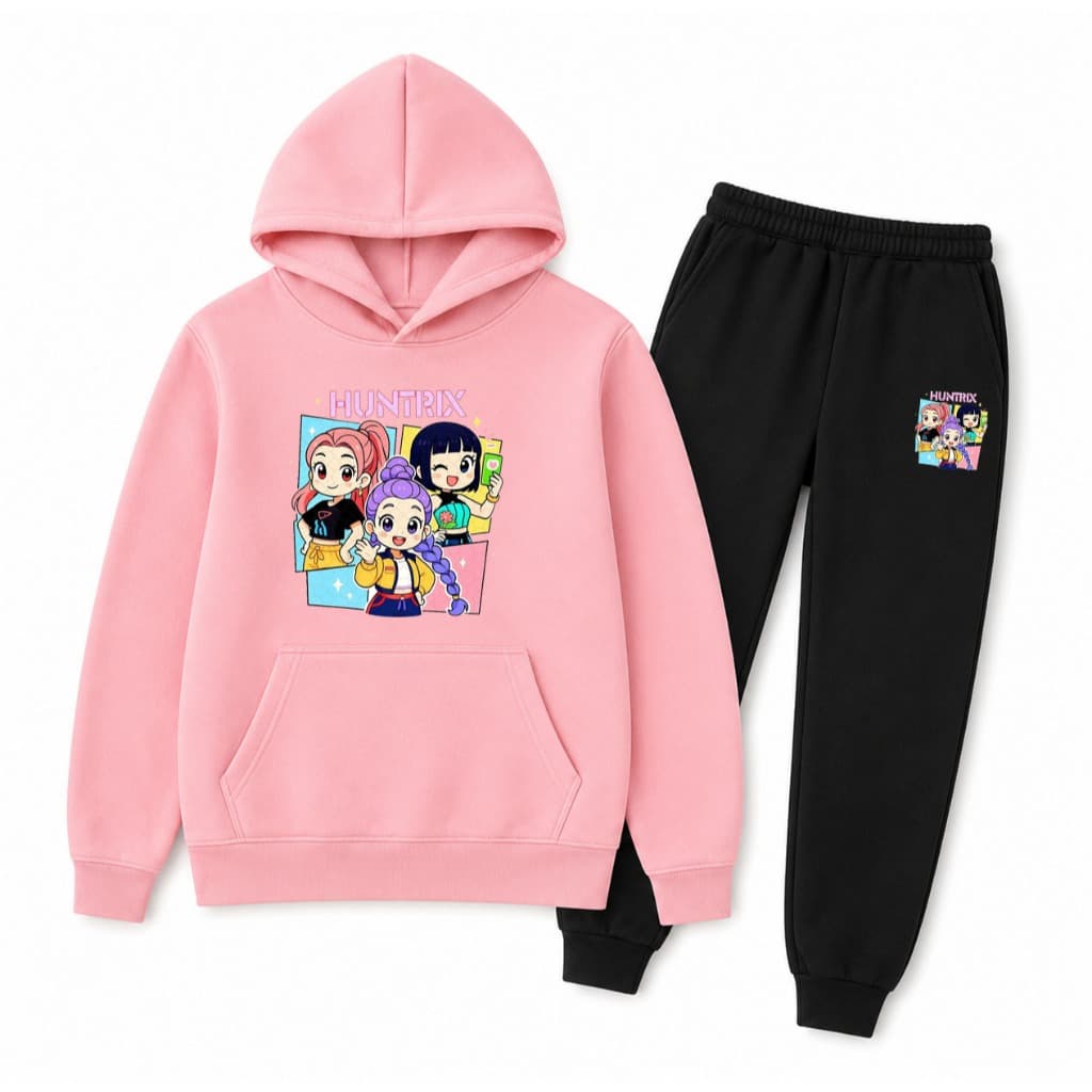 Conjunto Moletom Infantil e Calça de Moletom Menina Feminino Quentinho Canguru