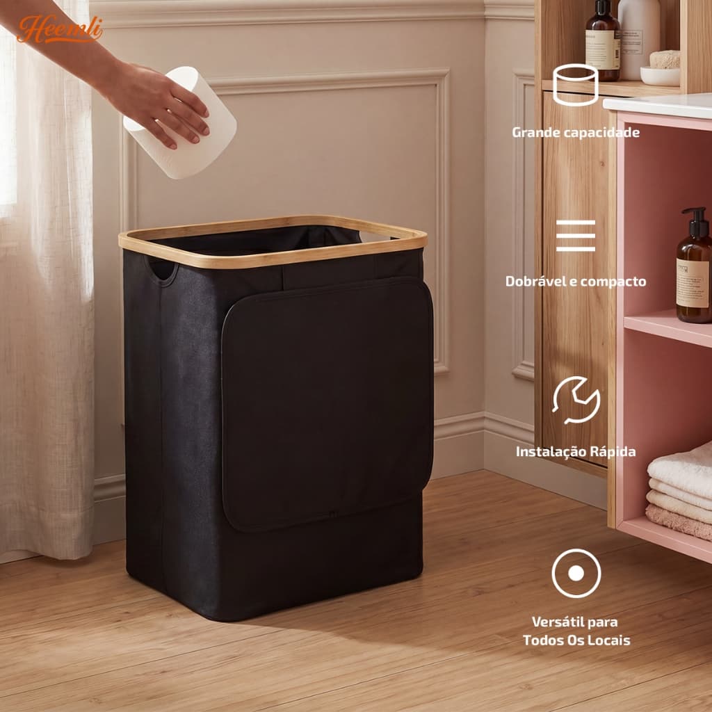 Heemli Cesto Organizador Grande para Papel Higiênico com Tampa para Banheiro