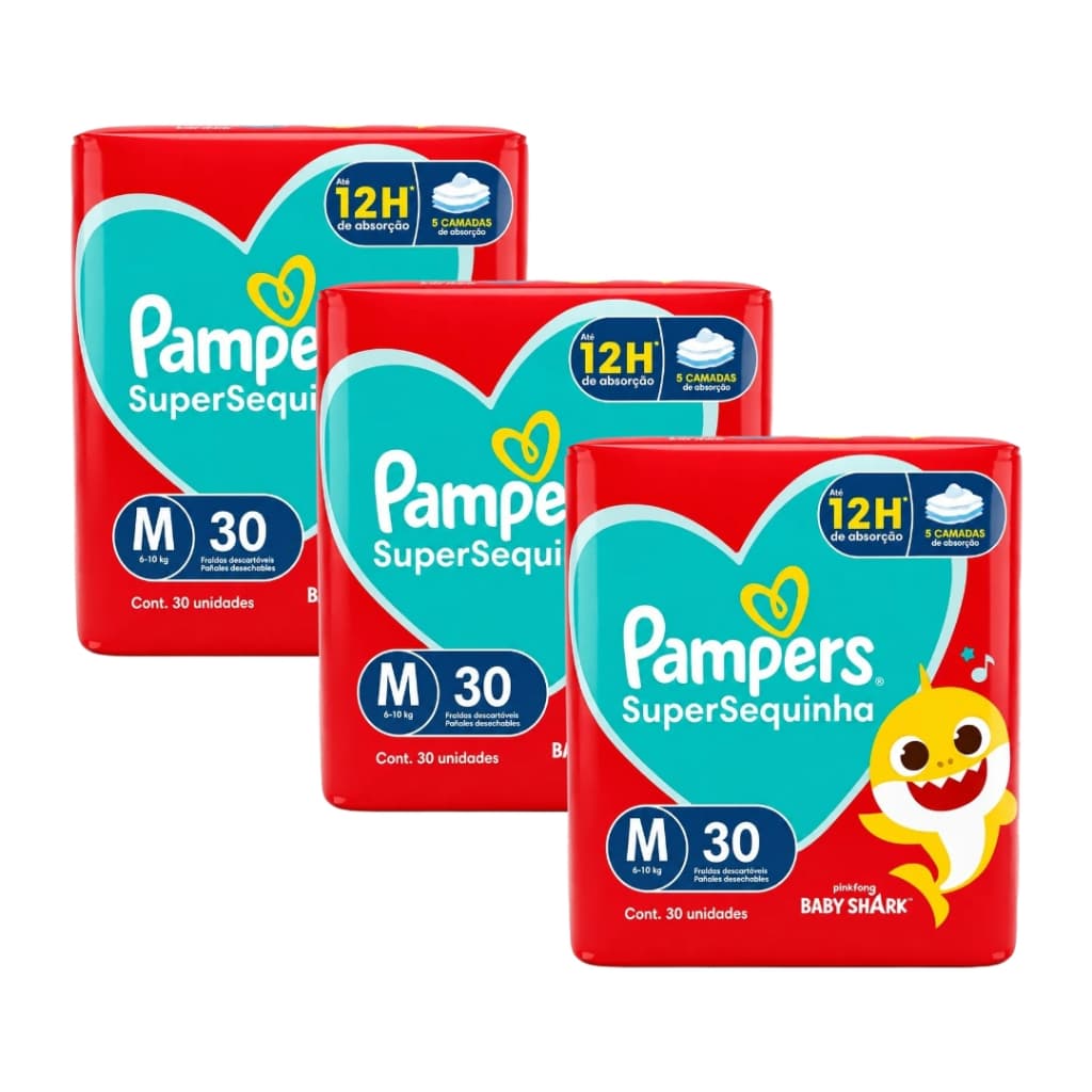Kit 3 Pacotes Fralda Descartável Infantil Pampers Supersec Barato Revenda
