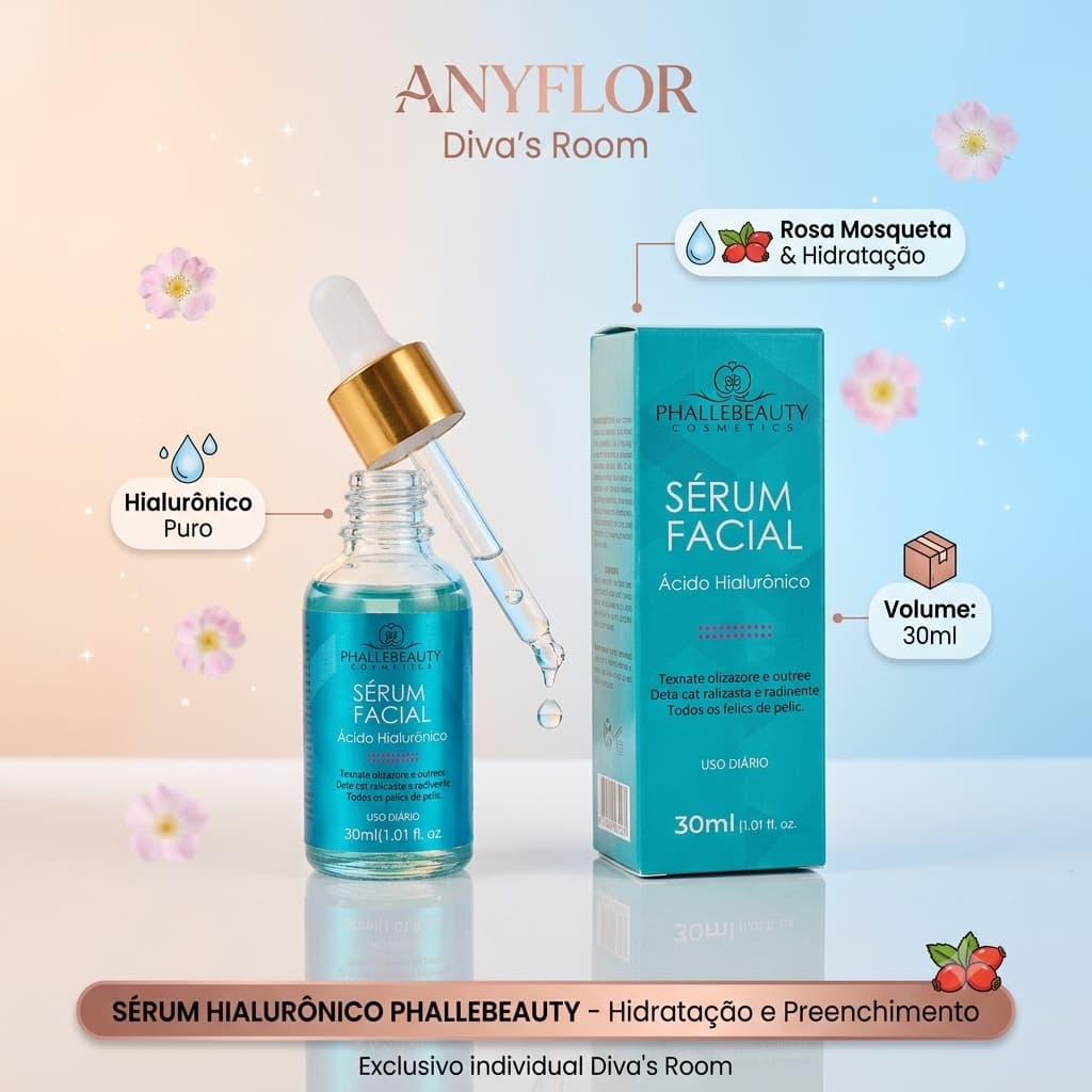 Serum Facial Acido Hialuronico Phallebeauty Hidratacao Profunda Anti Idade Efeito Radiant Anti Rugas