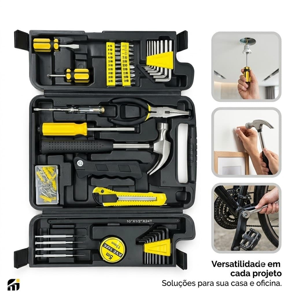 Maleta de Ferramentas 200 Peças Kit Completo Profissional Jogo de Ferramentas com Maleta Organizadora Casa Oficina