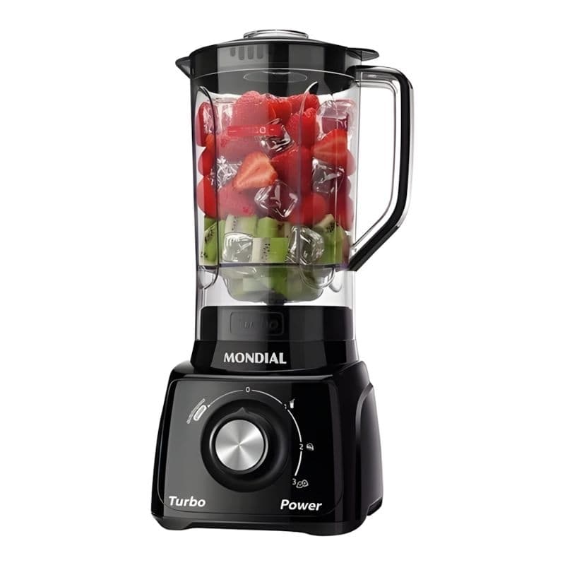 Liquidificador Mondial Turbo Power Preto 550W - Potente, Resistente e com Autolimpeza