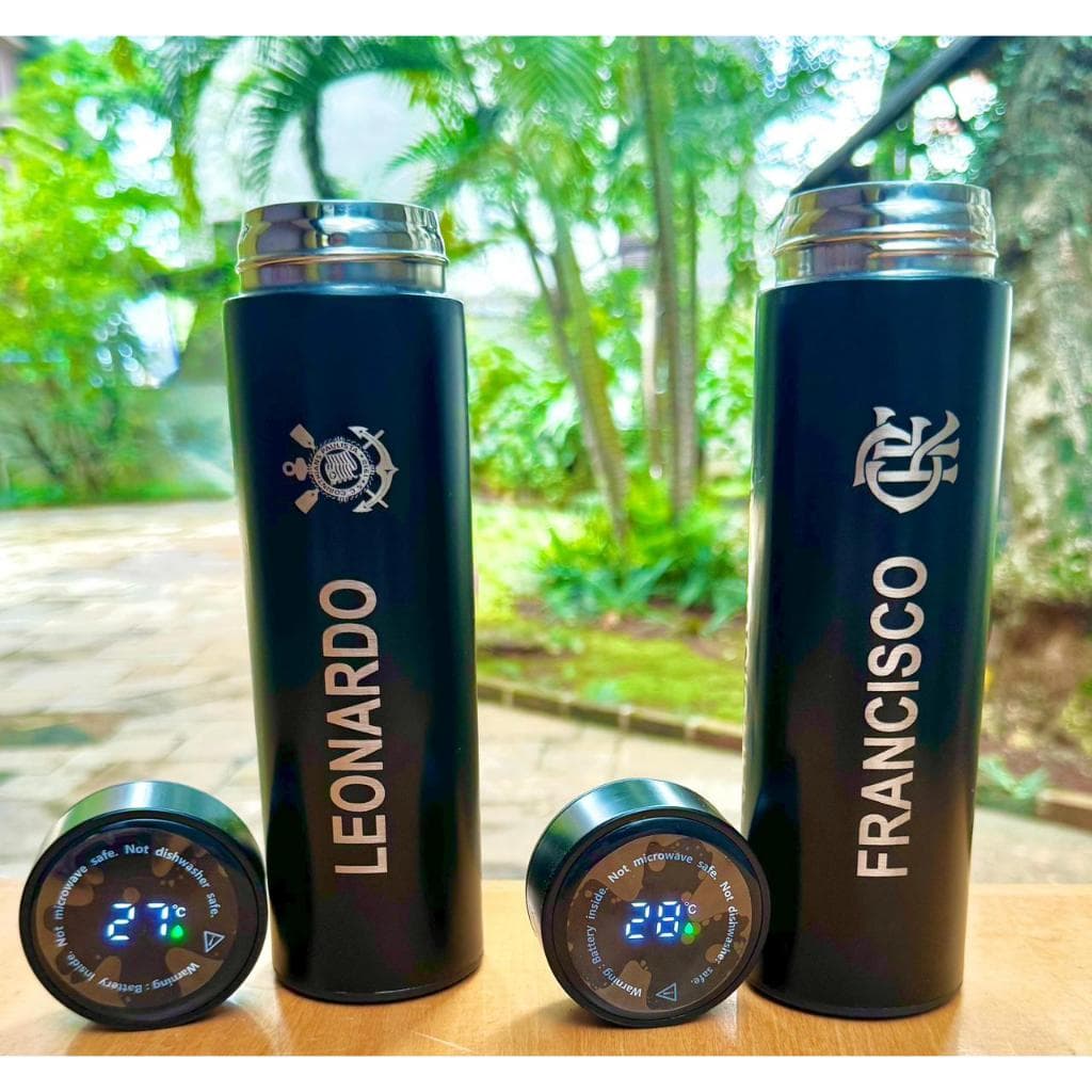 500Ml Garrafa Térmica Personalizada Em Aço Inox Led Digital Termômetro Escritório Academia Água