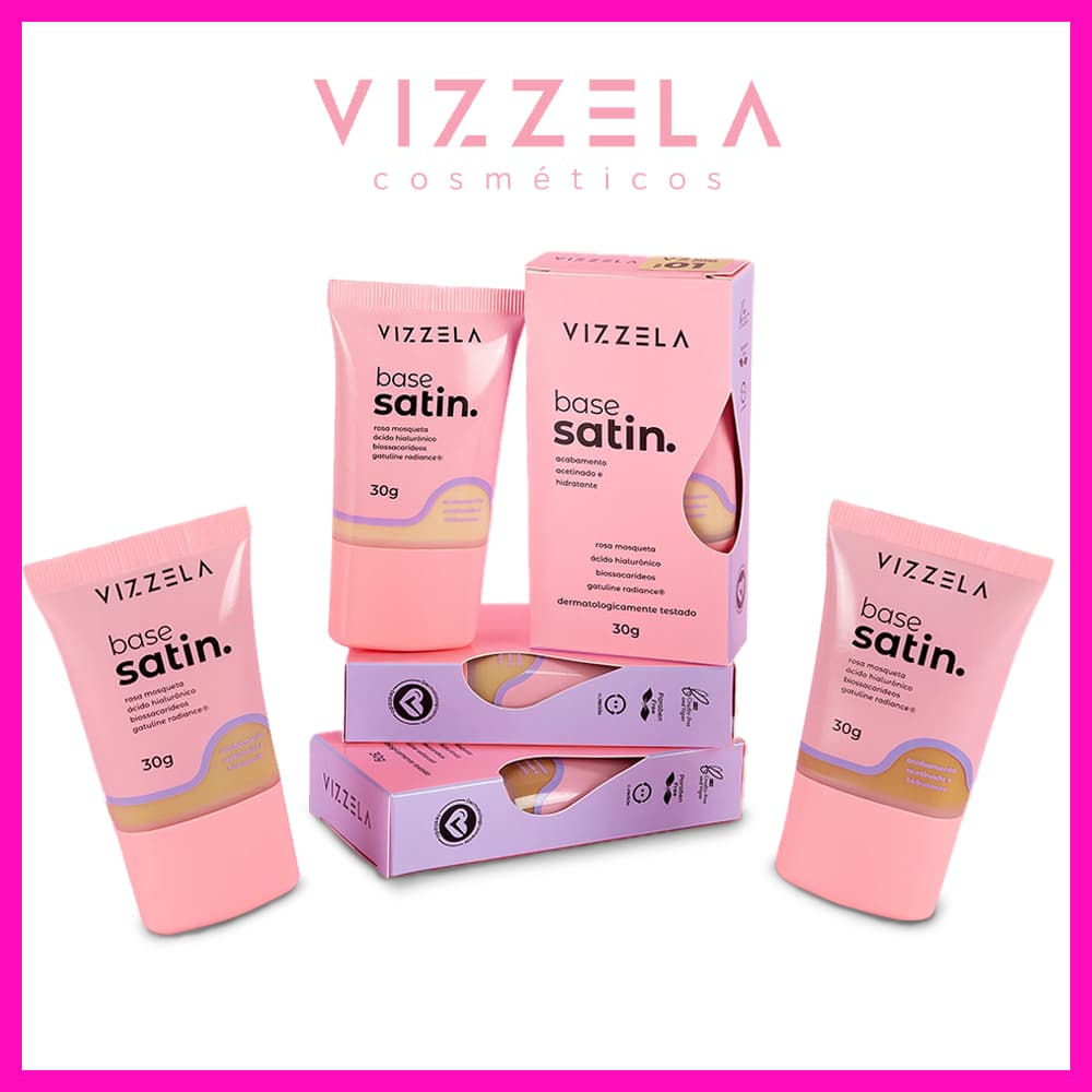 Vizzela Satin Base Líquida 30g (Acabamento acetinado e Hidratante)