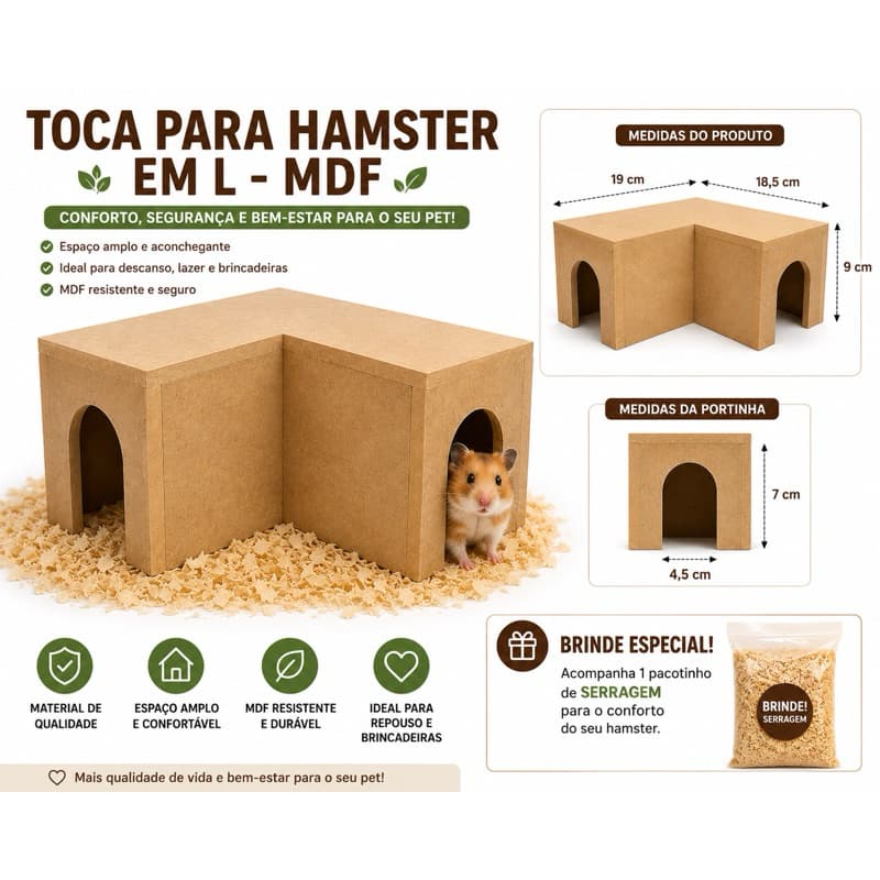 Toquinha Para Hamster Formato L