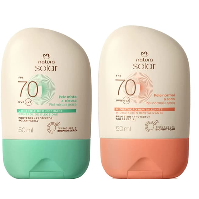 Protetor Solar Facial Pele Normal a Seca / Mista a Oleosa FPS 70 Natura