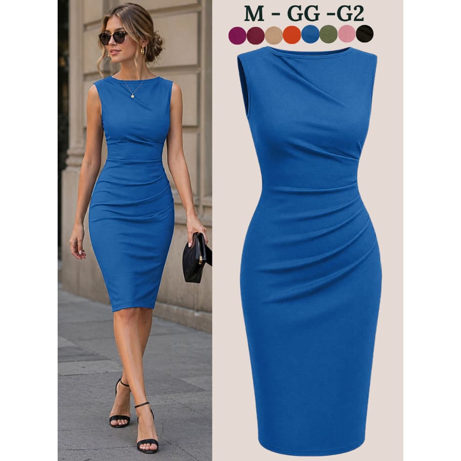 VESTIDO ELEGANTE FEMININO CONFORTAVEL VESTIDOS MIDI SOCIAL FEMININA FENDA TRASEIRA LINDO MODA VERÃO EVANGELICA BASICO