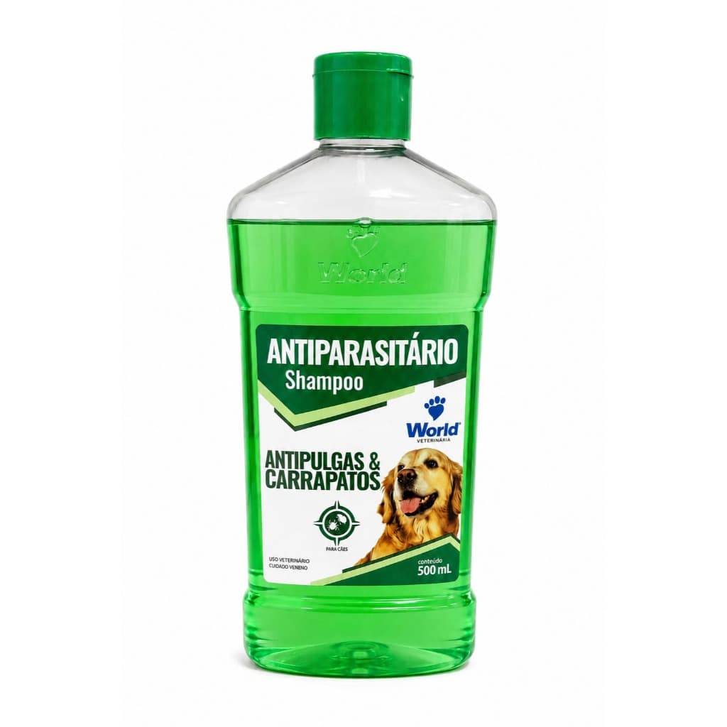 Shampoo Antiparasitário para Cães Elimina Pulgas e Carrapatos Shampoo World 500ml