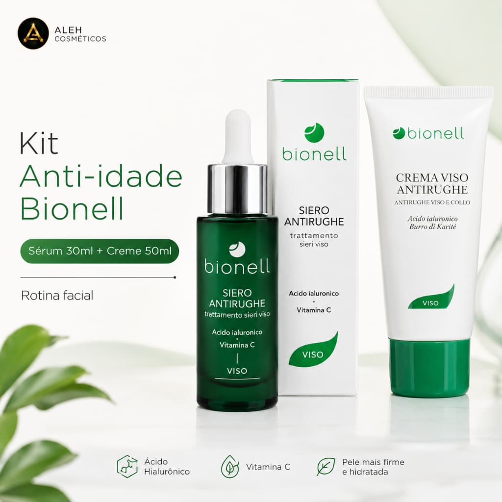 Kit Creme Facial Antirrugas 50ml + Sérum 30ml Bionell Anti-idade