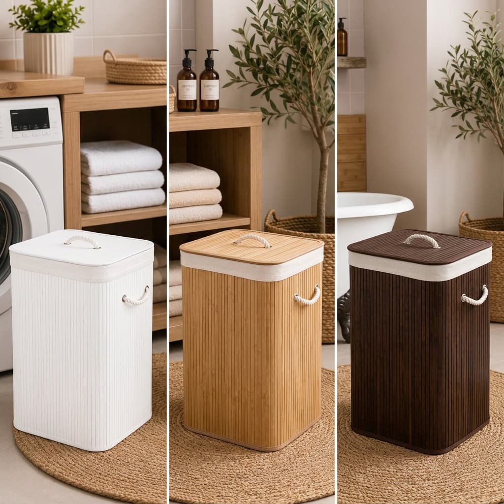 Cesto Roupa Suja Cesto Bambu 70 Litros Organizador Lavanderia Banheiro Quarto Cesto Decorativo