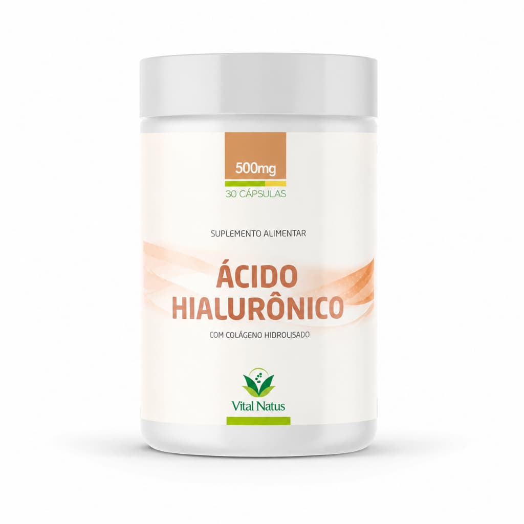 Ácido Hialurônico Com Colágeno Hidrolisado + Vitaminas A C E 500mg 30 Cápsulas Vital Natus