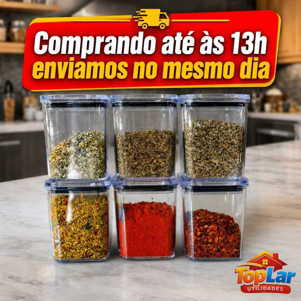 Pote Hermético 200ml kit com 2 - 4 ou 6 potes para Temperos Condimentos Acrílico Transparente
