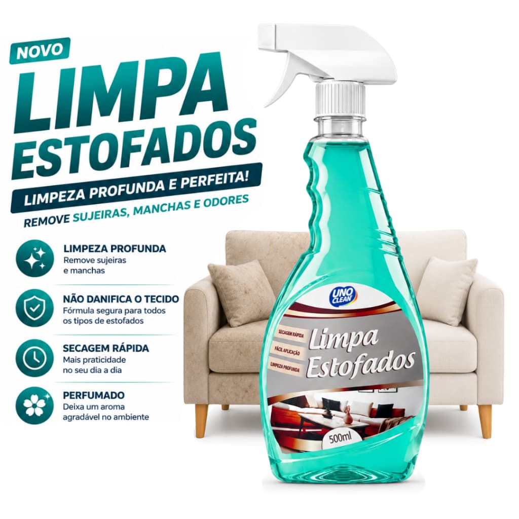 Espuma Limpa Estofados À Seco Spray Premium 500ml Revive Sofá Poltrona Banco Automotivo Colchão Tapete Limpeza Profunda