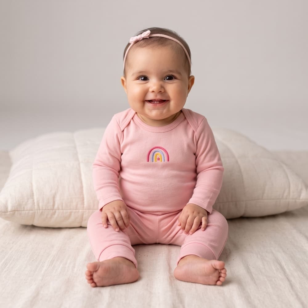 Conjunto Body Bebê Menina Manga Longa e Calça 100% Algodão Estampadas Fofas Roupa Infantil Promoção