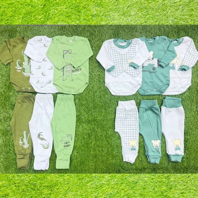 Kit para bebê masculino com 3 body manga longa ou 3 calças em suedine de algodão, conforto para bebê, enxoval