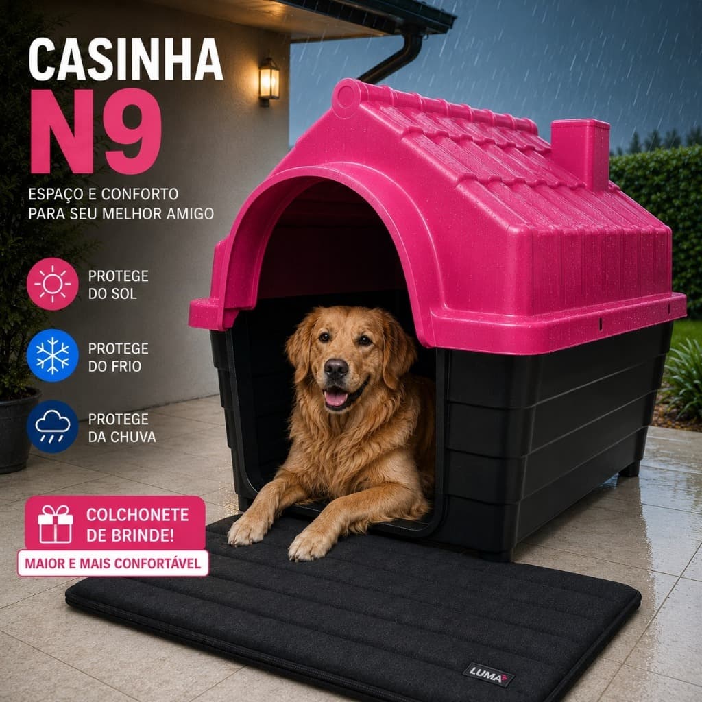 Casinha N9 Plástica Desmontável para Cachorro Porte Grande com Proteção UV