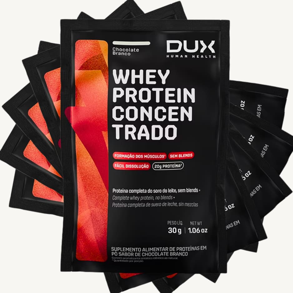 Kit 5 Saches Whey Protein Concentrado Sabor Chocolate Branco