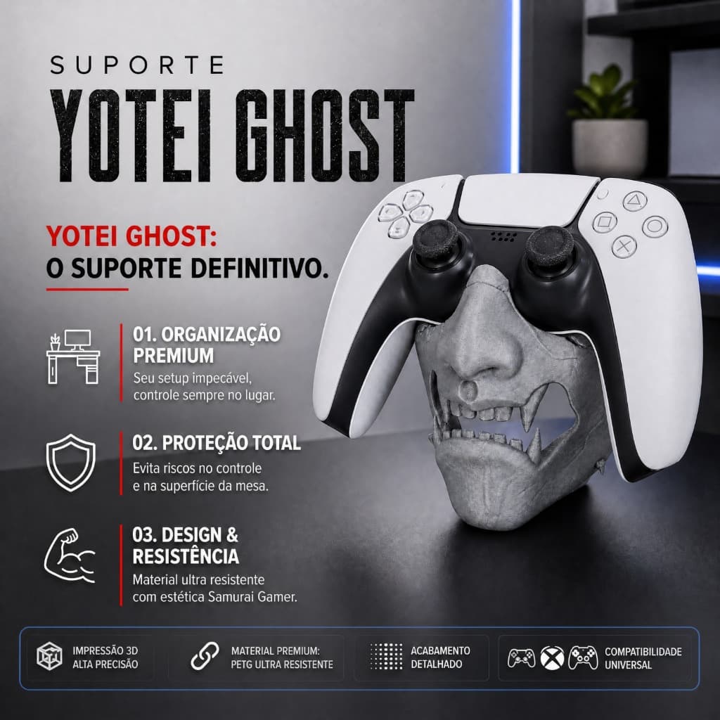 Suporte Controle PS5 Xbox Series Ghost Of Yotei Base Descanso Para Videogame