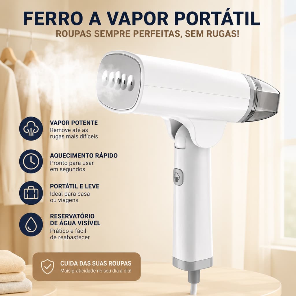 Ferro a Vapor 110V Compacto Eficiente e Moderno Roupas Sempre Perfeitas e Sem Rugas Capillum