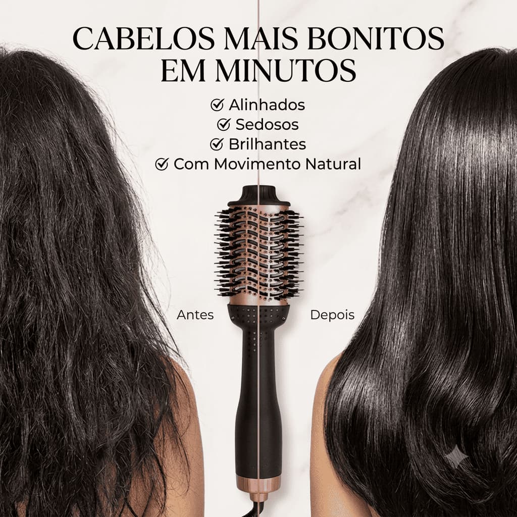 Escova Modeladora Alisadora Bivolt 1300w Profissional Secadora Cabelos